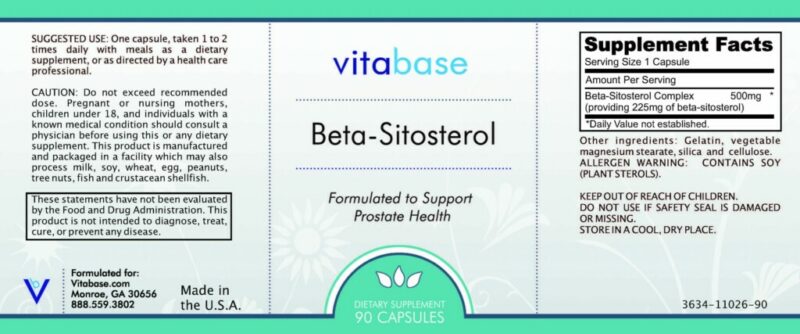 Beta Sitosterol (500 mg) | Supplements to Lower Cholesterol