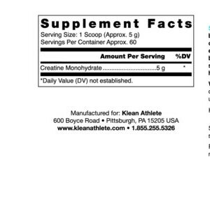 Klean Creatine Label