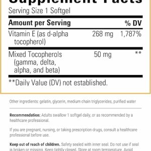 Integrative Therapeutics Vitamin E 400 iu label