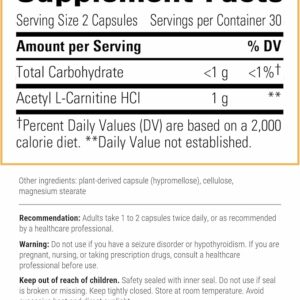 Acetyl L-Carnitine Integrative Therapeutics Label