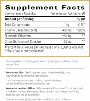 Integrative Therapeutics Vitamin C with Quercetin label