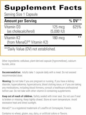 Vitamin K2+D3 integrative therapeutics label