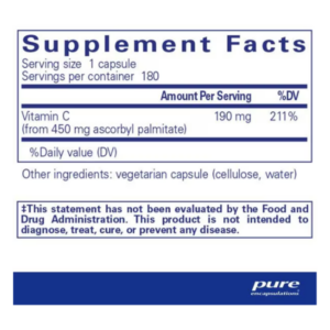 Pure Encapsulations Ascorbyl Palmitate Lable