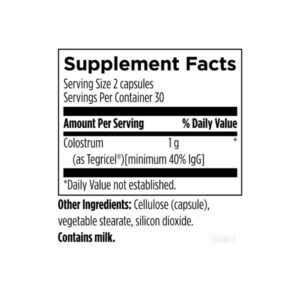 Designs for Health Tegricel® Colostrum label