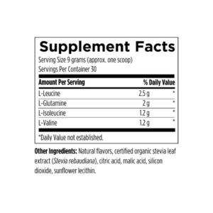 Designs for Health BCAA Powder with L-Glutamine label