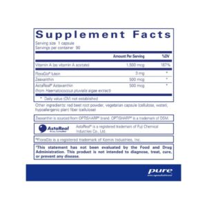 Pure Encapsulations Vitamin A + Carotenoids Label