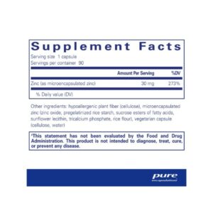 Pure Encapsulations UltraZin Zinc Label