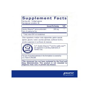 Pure Encapsulations Ubiquinol-QH 200 mg Label