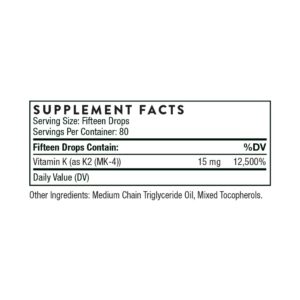 Thorne Vitamin K2 Label