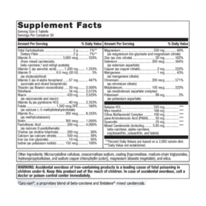 Multigenics® Multivitamin with Iron Label