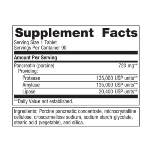 SpectraZyme Pancreatic Enzymes Extra Strength 90 label