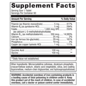 Hemagenics® Red Blood Cell Support Supplement label