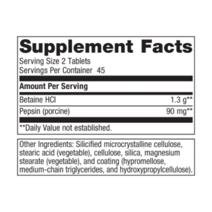 SpectraZyme Betaine HCI + Pepsin label